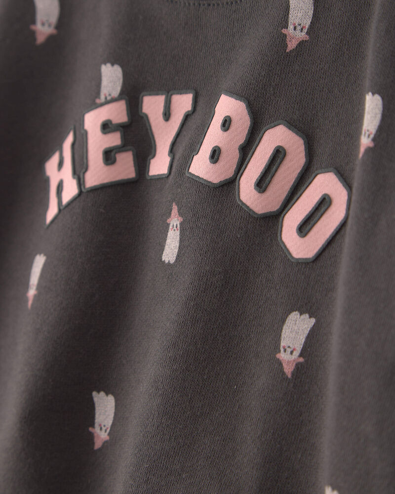 Toddler Girl Halloween 'Hey Boo' French Terry Pullover & Pant Set - Black, image 3 of 5 slides