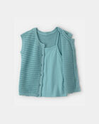 Filles - Ensemble 2 pi&egrave;ces avec gilet - Bleu, image 1 sur 4 diapositives