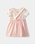 B&eacute;b&eacute; fille - Ensemble 2 pi&egrave;ces chasuble, lapin de P&acirc;ques - Rose/Ivoire, image 2 sur 5 diapositives