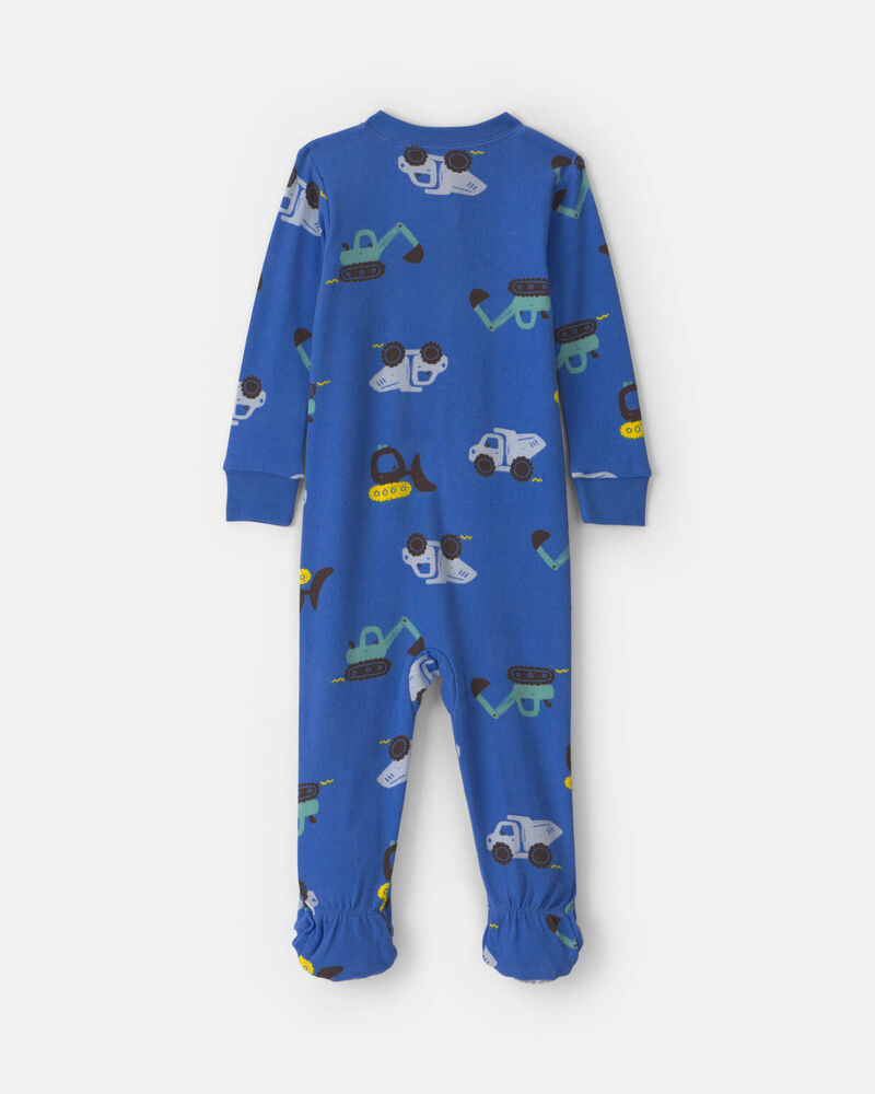 Baby Boy 1-Piece Construction 2-Way Zip 100% Cotton Snug Fit Pyjama - Blue, image 2 of 5 slides
