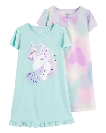 Kid 2-Pack Unicorn Nightgowns, 