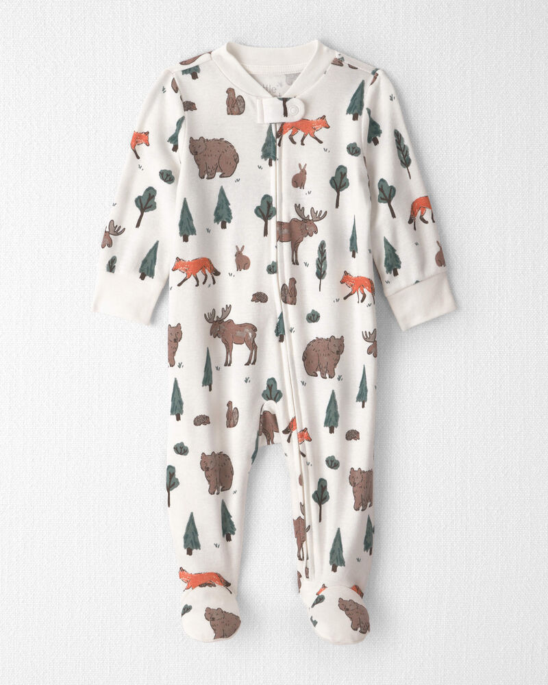 B&eacute;b&eacute; - Grenouill&egrave;re en coton biologique &agrave; motif Animaux de la for&ecirc;t, image 1 sur 4 diapositives
