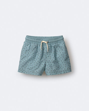 Toddler Boy Swim Trunk in Dot Print - Pale Blue, 