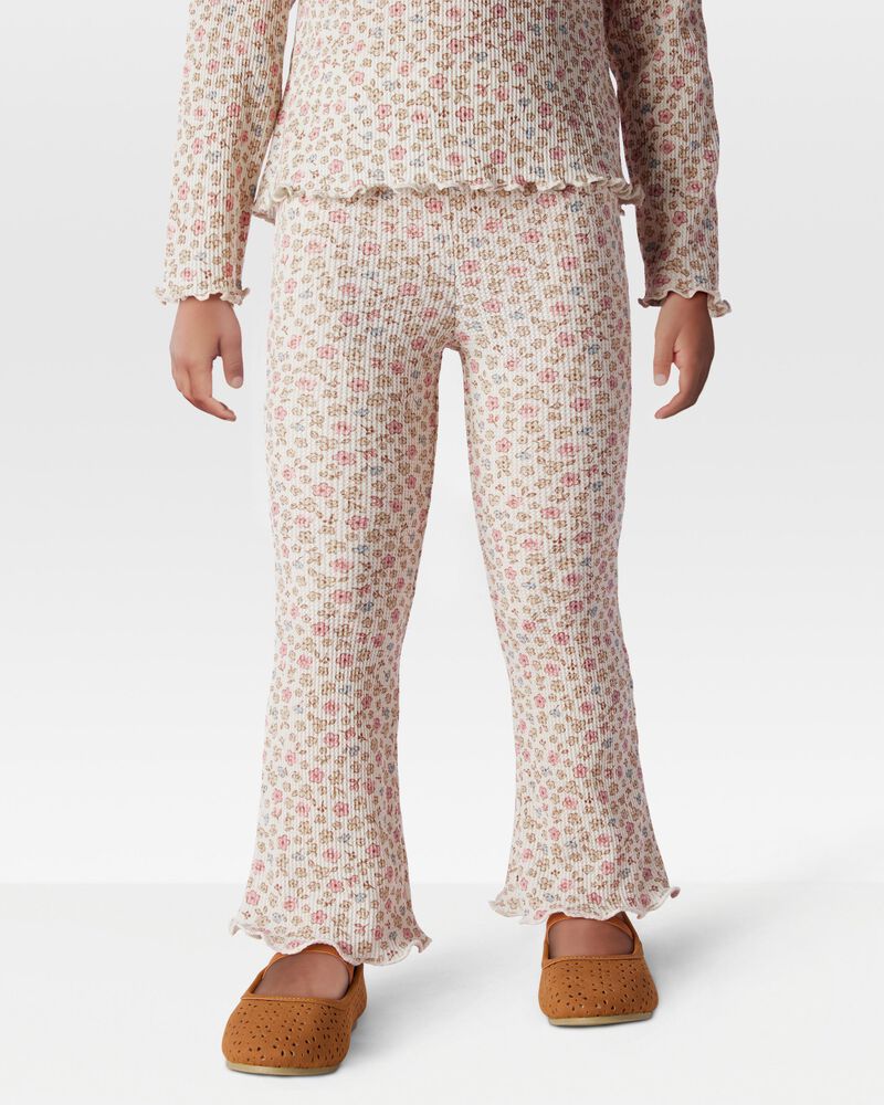 Toddler Floral Thermal Flare Pants, image 1 of 6 slides