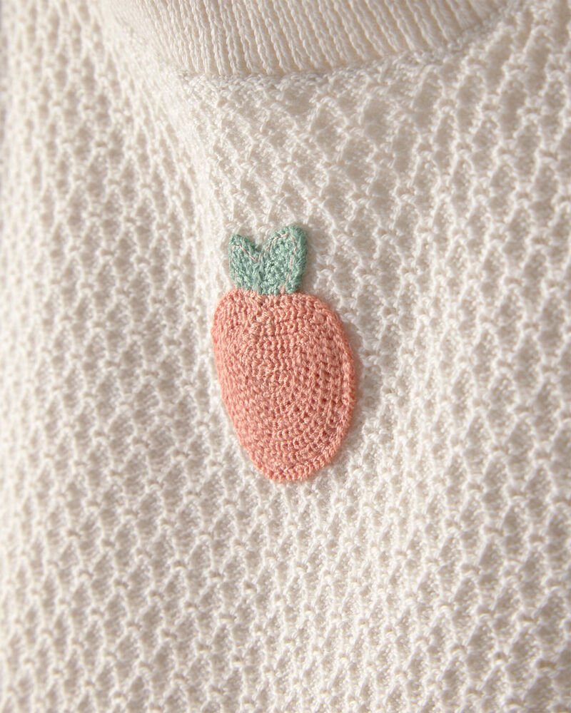 B&eacute;b&eacute; fille - Ensemble 2 pi&egrave;ces haut et short style crochet, p&ecirc;che - Cr&egrave;me, image 2 sur 3 diapositives