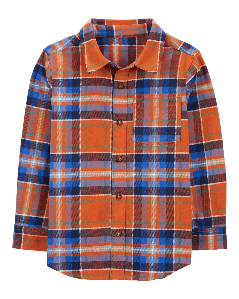 Kid Plaid Flannel Button-Down Shirt, image 1 of 3 slides