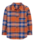 Kid Plaid Flannel Button-Down Shirt, image 1 of 3 slides