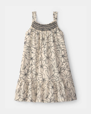 Girls Floral Smocked Dress - Ivory, 