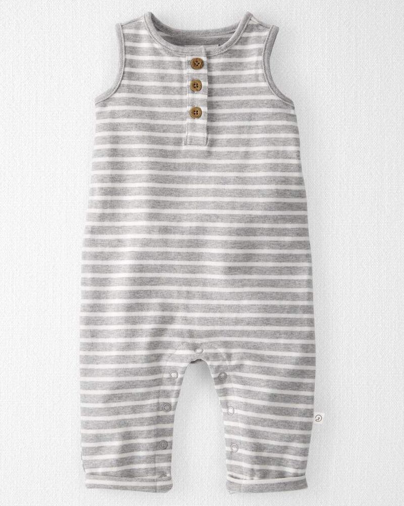 Baby Striped Organic Cotton Jumpsuit, image 1 of 4 slides