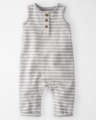 Baby Striped Organic Cotton Jumpsuit, image 1 of 4 slides