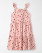 Filles - Robe &agrave; volants en coton biologique &agrave; imprim&eacute; floral rose p&acirc;le, image 1 sur 5 diapositives