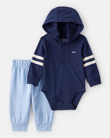 Baby Boy 2-Piece Car Bodysuit & Pant Set - Blue, 