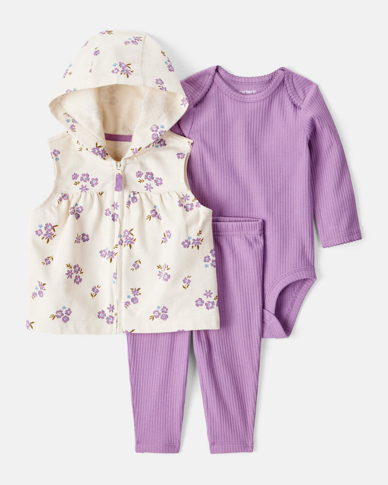 Baby 3-Piece Floral Vest Set, image 1 of 4 slides