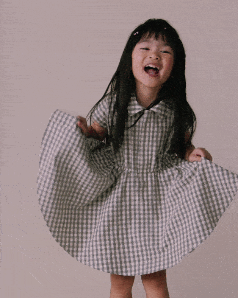 Toddler Girl Avenue Twirl&trade; Gingham Scalloped Dress in Gingham - Grey, image 1 of 6 slides