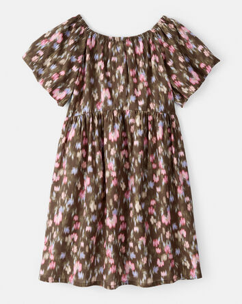 Girls Floral Cotton Short-Sleeve Dress, 
