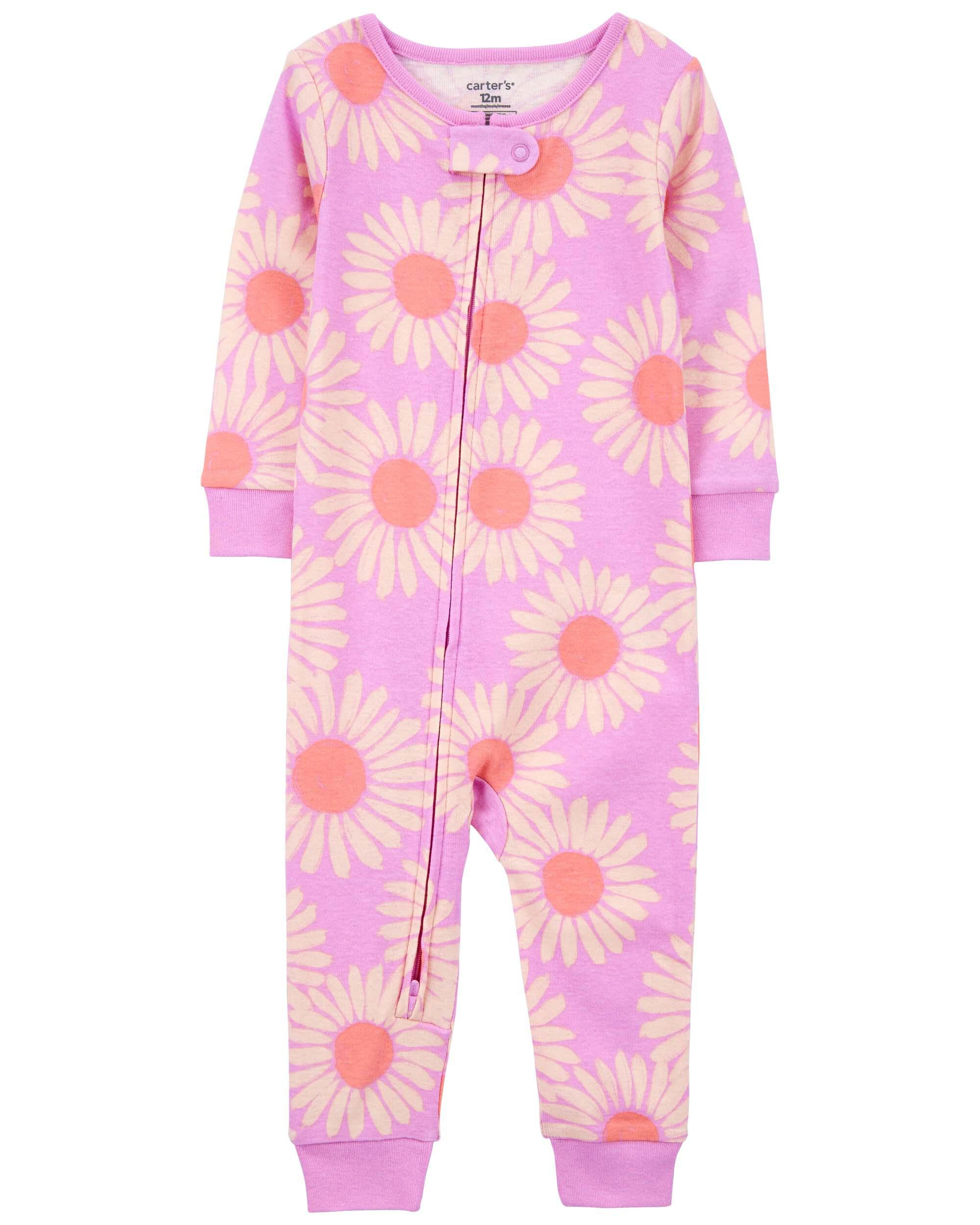 Pyjama 1 pi ce sans pieds en coton ajust motif de tournesol