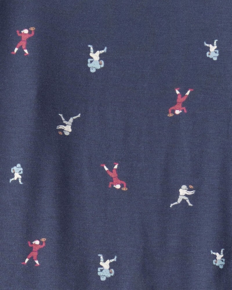 Boys Football Print PurelySoft Long-Sleeve 2-Piece Pyjamas - Navy Blue, image 3 of 5 slides