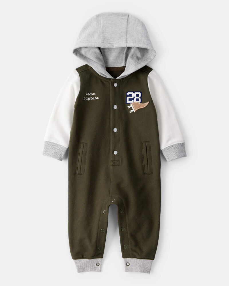 Baby Varsity Hooded Jumpsuit, image 1 of 4 slides