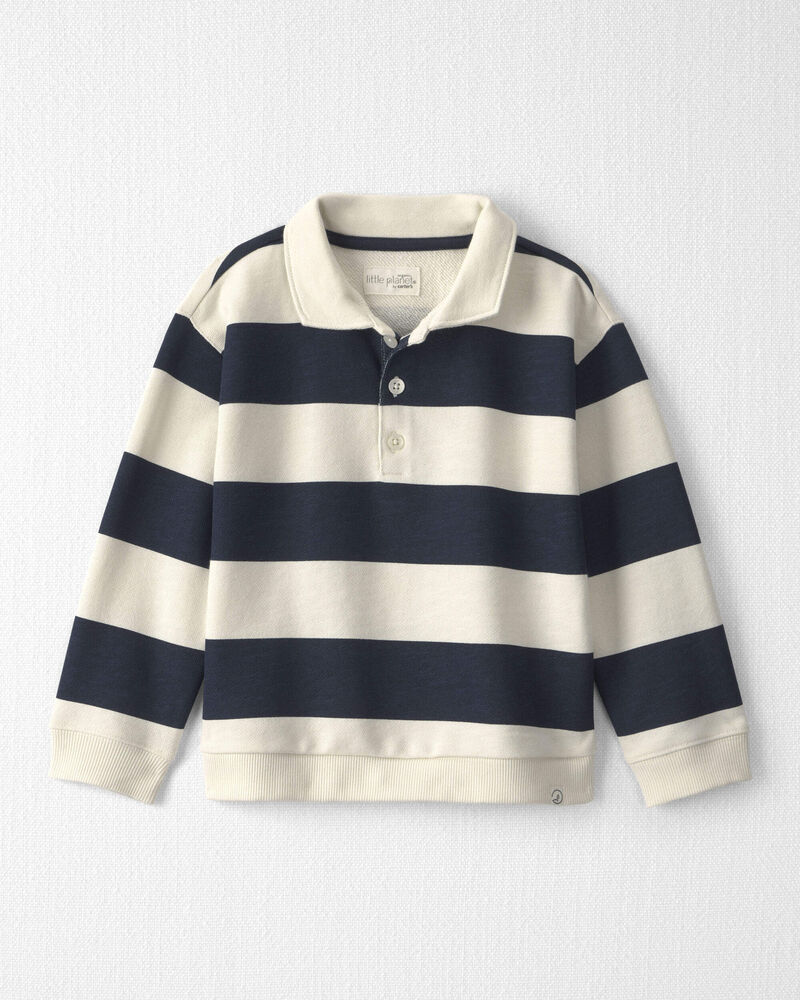 Tout-petit gar&ccedil;on - Polo &agrave; rayures rugby en jersey bouclette de coton biologique, image 1 sur 3 diapositives