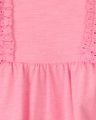 Baby Girl Ruffle Eyelet Sleeveless Romper - Pink, image 2 of 3 slides