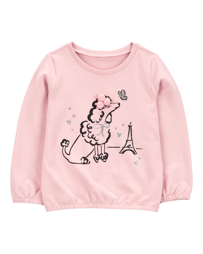 Toddler Dog Knit Long-Sleeve Fashion Top - Pink, image 1 of 3 slides