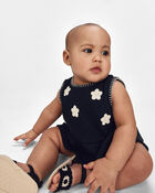 B&eacute;b&eacute; fille - Ensemble 2 pi&egrave;ces haut &agrave; appliqu&eacute;s floraux et short - Noir, image 2 sur 5 diapositives