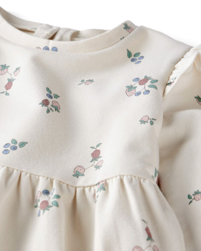 Bébé Robe en jersey bouclette de coton biologique avec imprimé Berry Blossom, image 5 sur 7 diapositives
