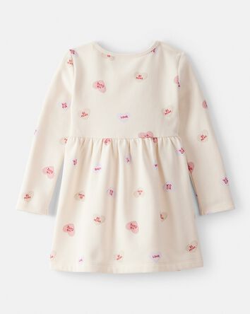 Toddler Girl Valentine's Day Heart Dress - Ivory, 
