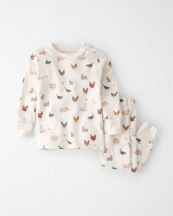 Baby Organic Cotton Pyjamas in Barnyard Tails Print, 