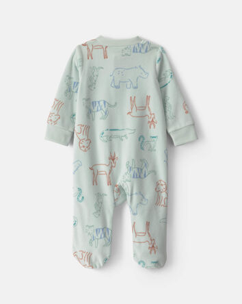 Baby Boy Safari Fleece 2-Way Zip Sleeper - Green, 