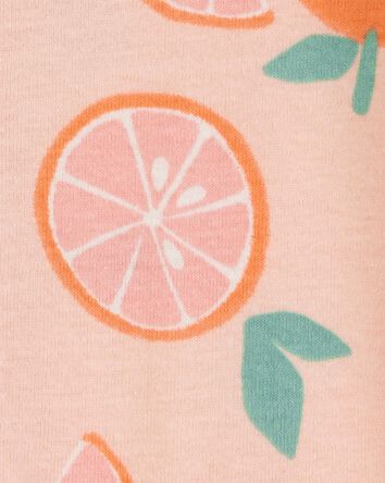 Toddler Orange Print Snug Fit Cotton 1-Piece Pyjamas, 