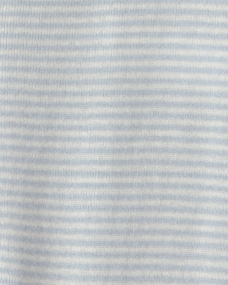 Baby Boy Striped 100% Cotton Sleeper - Blue, image 4 of 5 slides