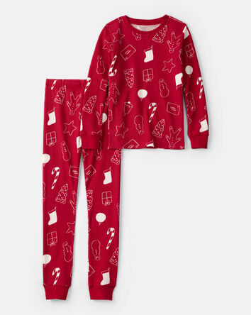 Kid Holiday Print 2-Piece Pyjama Set - Red, 