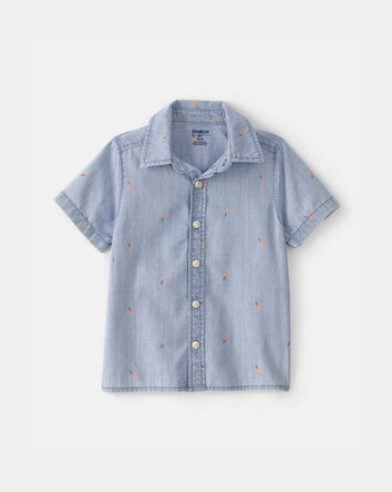 Tout-petit gar&ccedil;on - Chemise boutonn&eacute;e &agrave; manches courtes en chambray, P&acirc;ques et carottes - D&eacute;lav&eacute; clair, 
