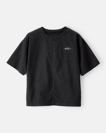 Garçons - T-shirt en coton à manches courtes NYC - Noir, 