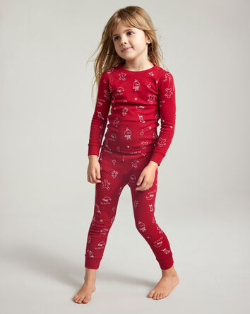 Kid Christmas 100% Cotton Snug Fit 2-Piece Pyjamas - Red, 
