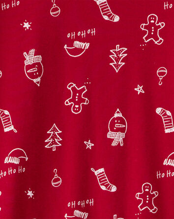 Adult Christmas 100% Cotton Snug Fit 2-Piece Pyjamas - Red, 