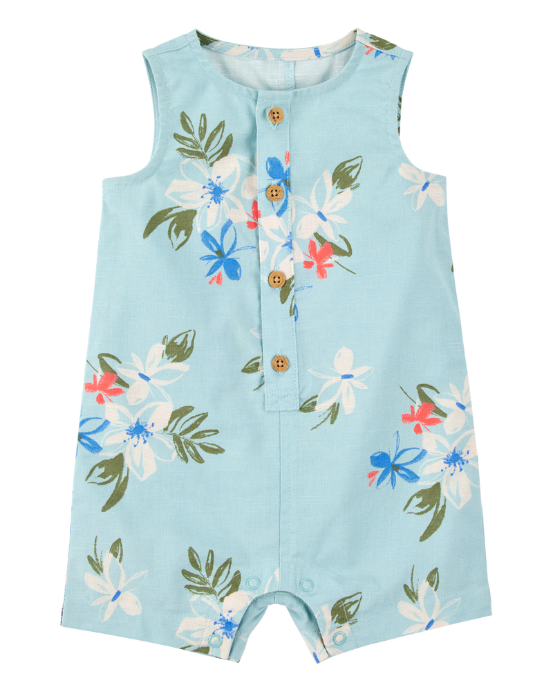 Baby Tropical Button-Down Romper, image 1 of 3 slides