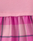 Baby Girl 3-Piece Buffalo Check Flannel Long-Sleeve Dress Set - Pink, image 3 of 4 slides