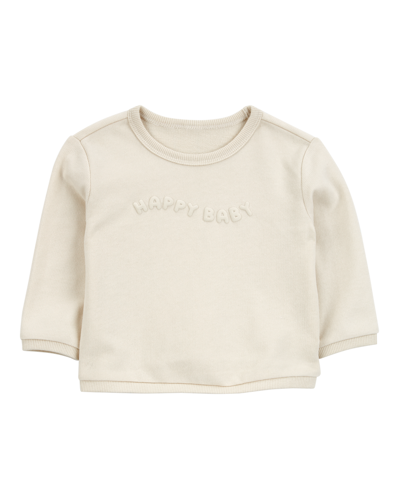 Baby Glitter Fleece Sweatshirt- Ivory, image 1 of 3 slides