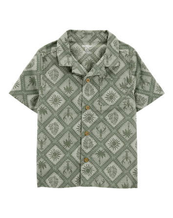 Baby Tile Print Button-Down Shirt - Green, 