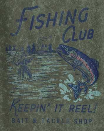 Boys Fishing Club Graphic Tee - Olive, 