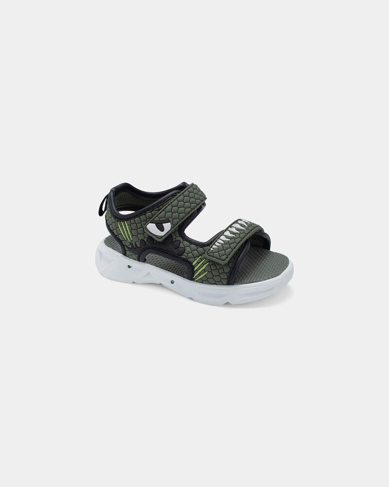Tout-petit gar&ccedil;on - Sandales clignotantes, alligator - Vert, image 1 sur 6 diapositives