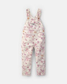 Toddler Girl Floral Overalls - Ivory, image 1 of 4 slides