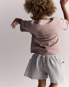 Toddler Girl Fleece Swing Shorts with Pockets &ndash; Heathered Grey, image 5 of 7 slides