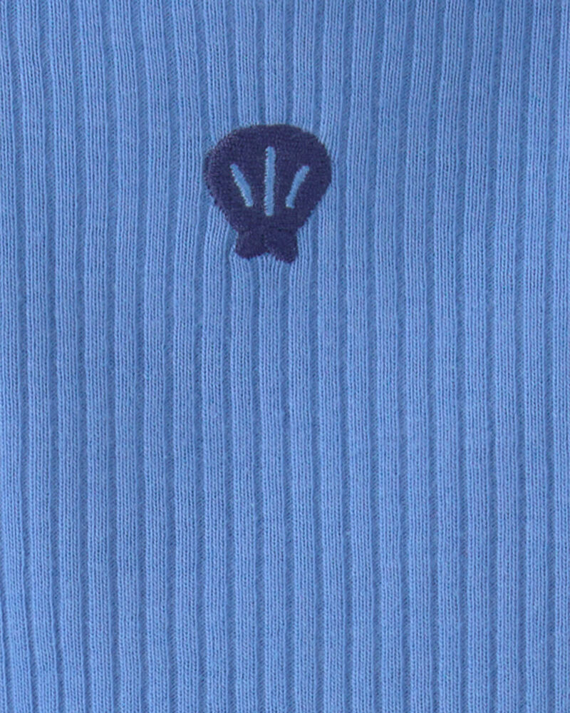 Baby Girl Seashell Short-Sleeve Bodysuit Dress - Blue, image 4 of 5 slides