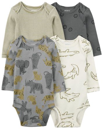 Baby 4-Pack Long-Sleeve Bodysuits, 