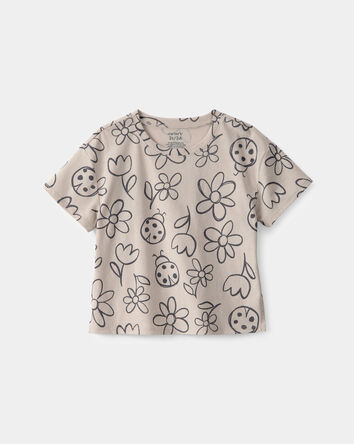 Tout-petit fille - Haut &agrave; motif fleurs et coccinelles - Brun, 