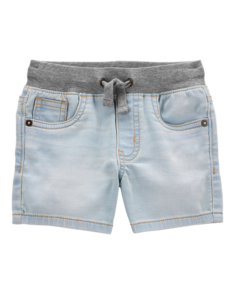 Toddler Pull-On Denim Shorts - Light Blue Wash, image 1 of 7 slides