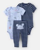 Baby Boy 3-Piece Sea Animal Bodysuits & Pant Set - Blue, image 1 of 6 slides